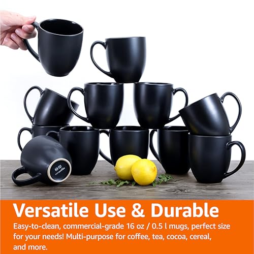 Paquete de 12 tazas de café de cerámica negra mate de Glowspires Basics